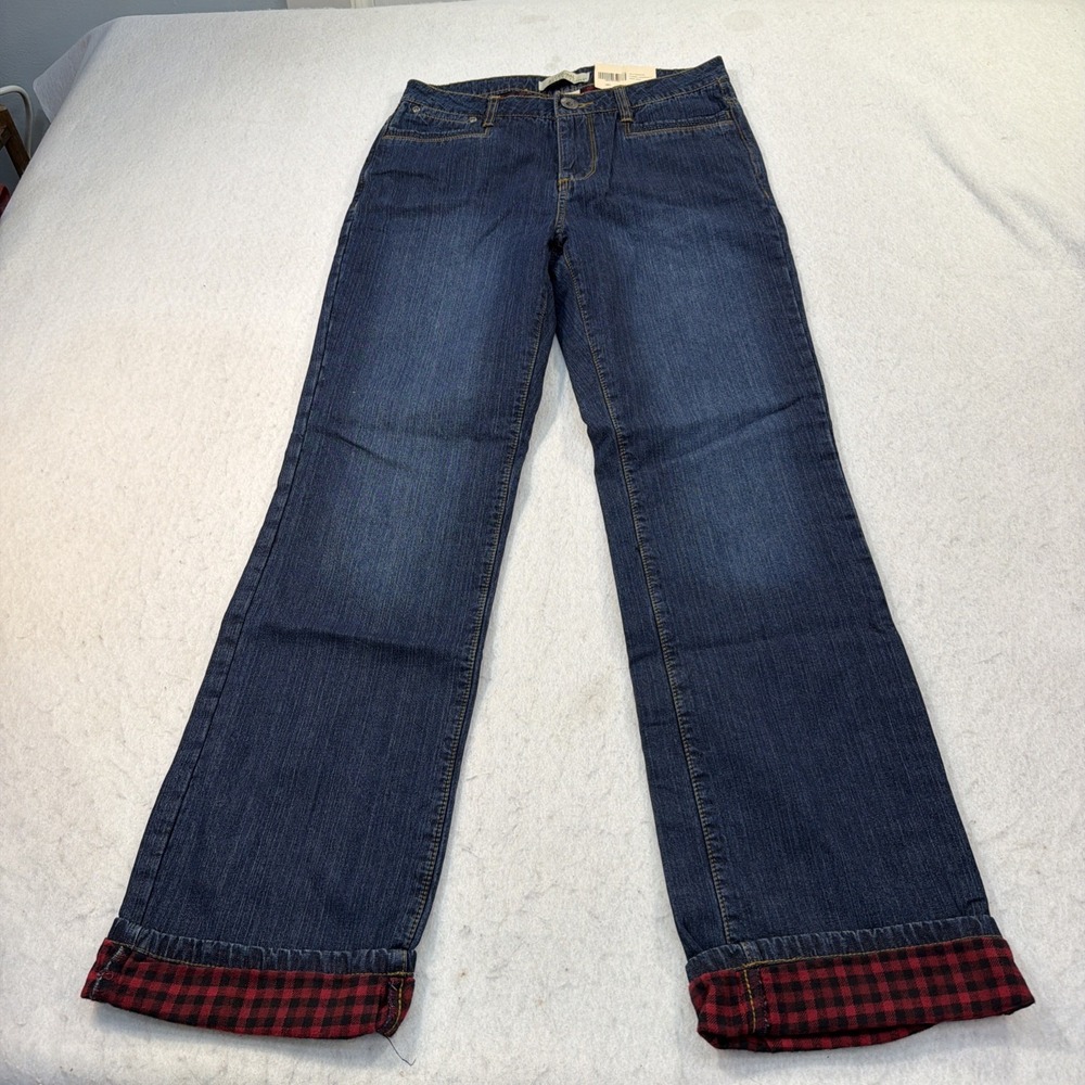 Natural Reflections Women's Flannel Lined Blue Jeans Denim Size 4 NWT Bass‎ Pro